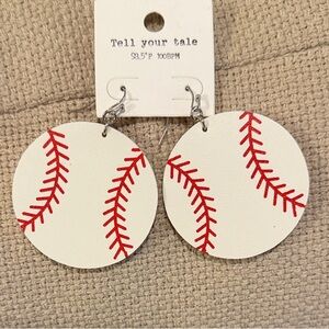 Tell Your Tale Baseball Earrings - Red and White